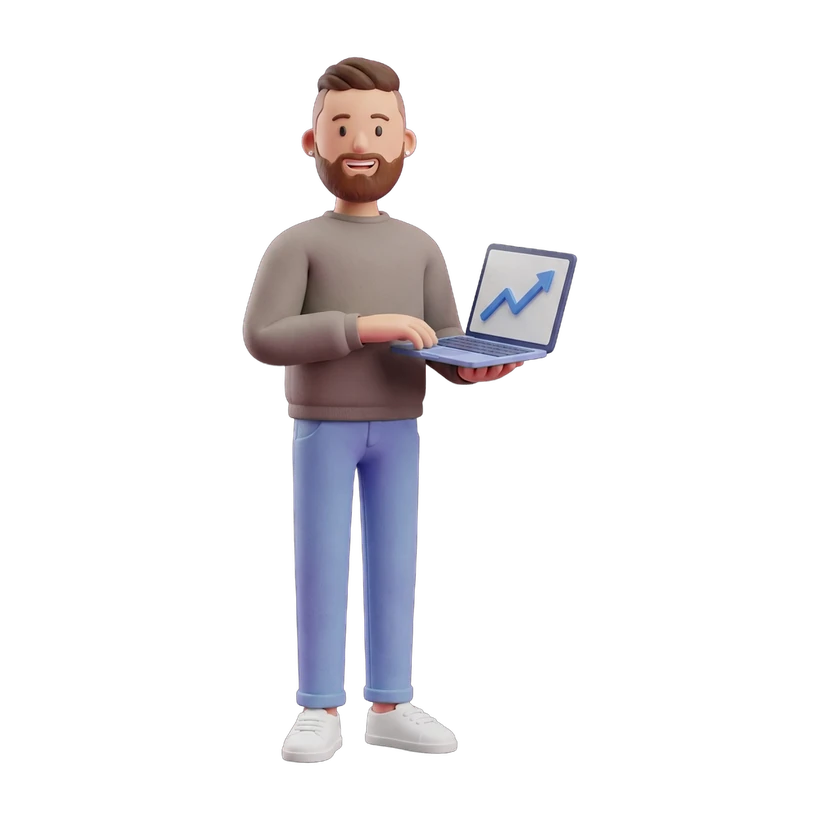 René von Homepagely mit Laptop