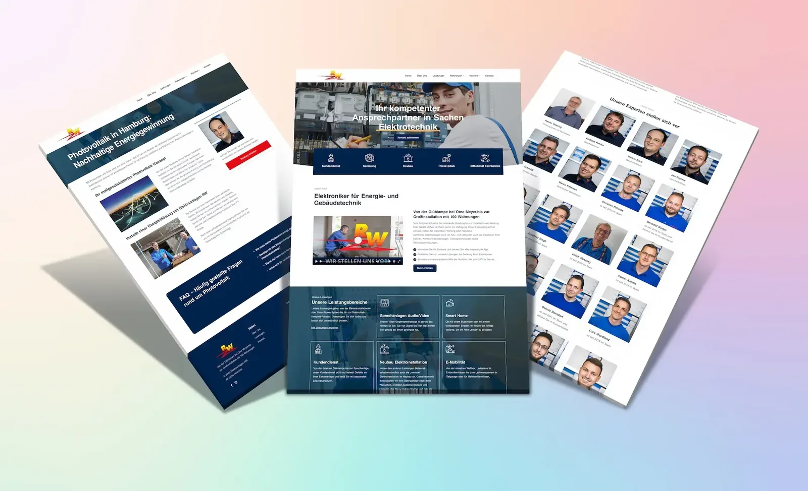 Mockup der Website von Elektroanlagen RW